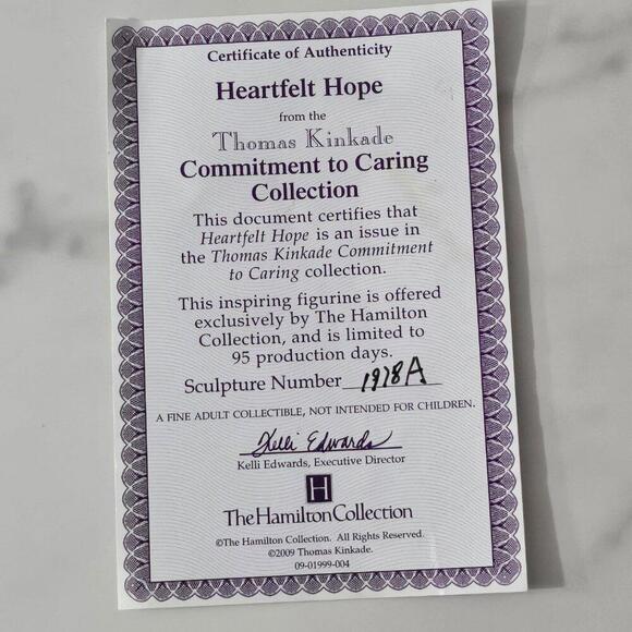 2/$50 Thomas Kinkade Heartfelt Hope Figurine 1918A Commitment to Caring 2007 - Picture 8 of 9
